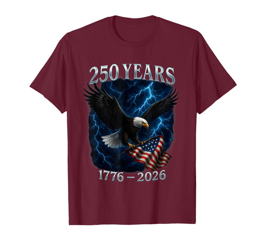 American 250 Years Eagle USA Flag Patriotic 1776 to 2026 T-Shirt