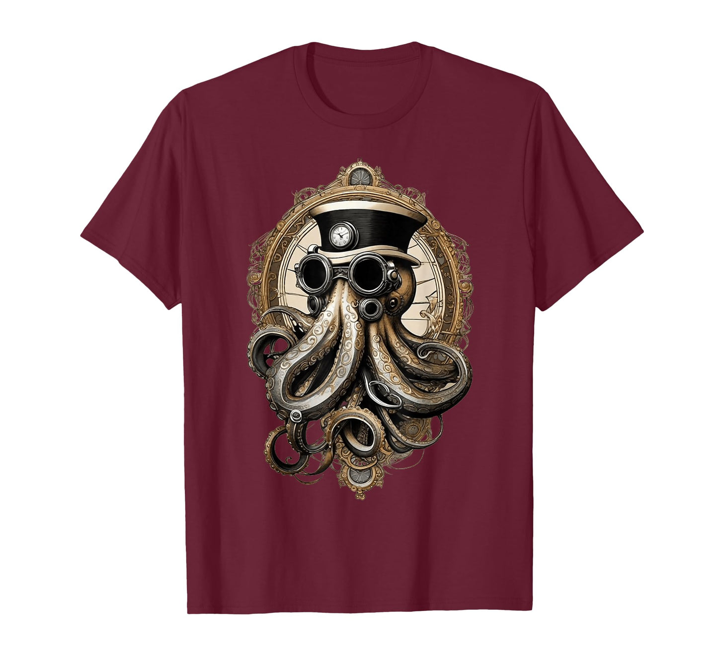 Classic Steampunk Octopus Retro Vintage Funky Fun Graphic T-Shirt