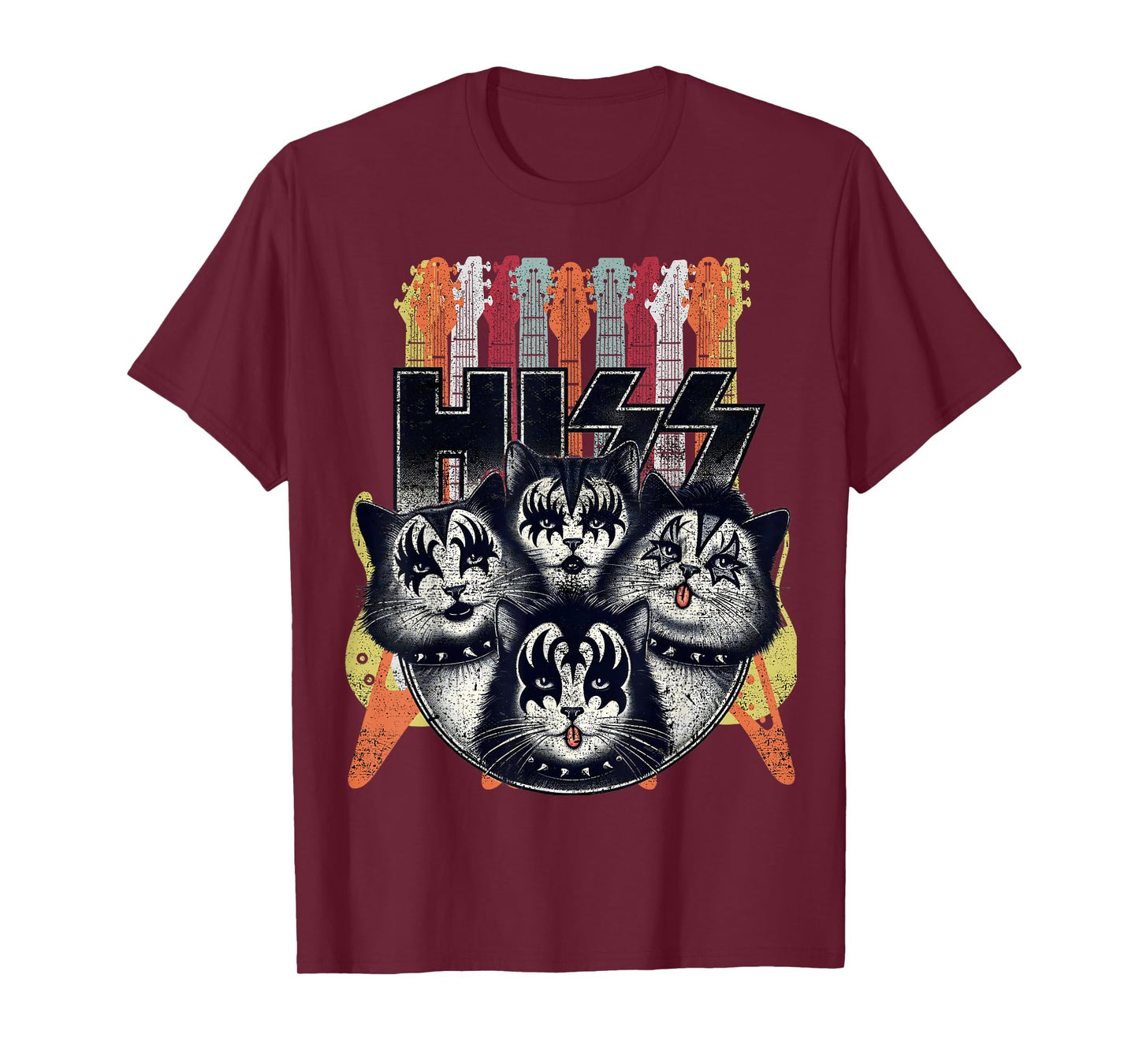 Hiss Funny Cats Kittens Parody Rock Rockin vintage retro cat T-Shirt for Men Women