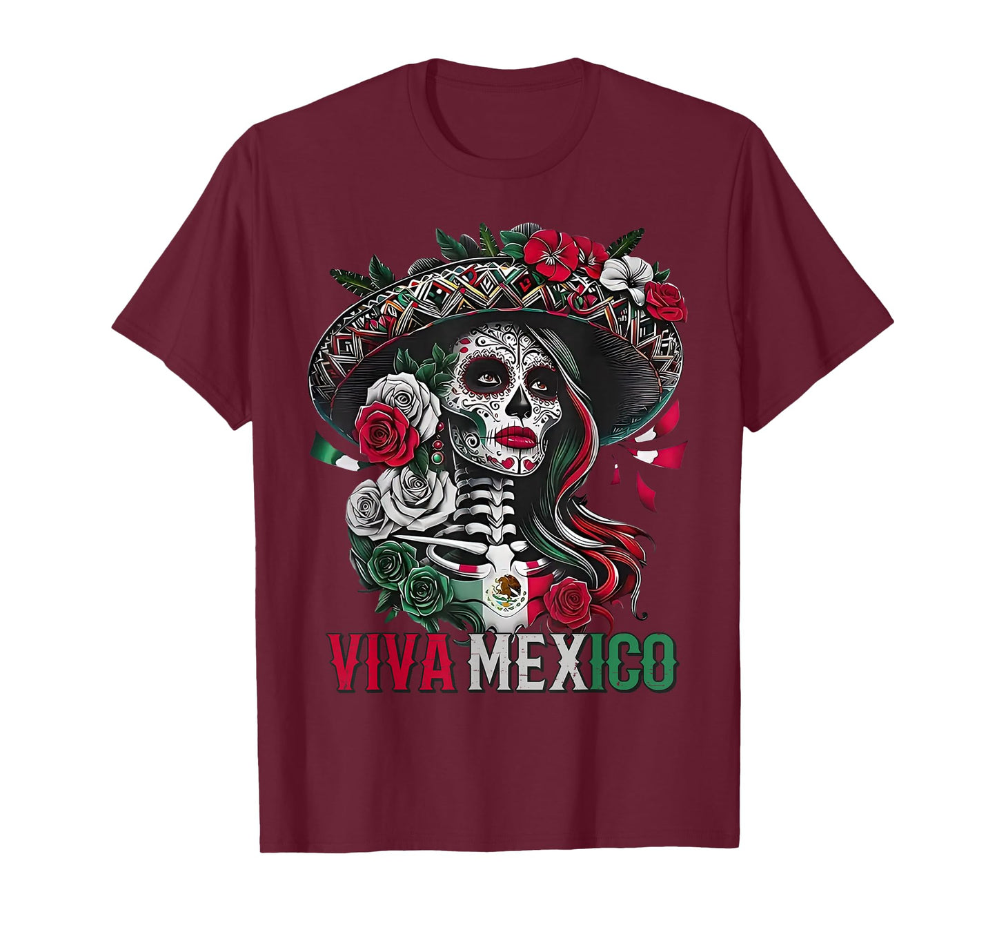 Mexican Independence Day Sugar Skull Viva Mexico Shirt Women T-Shirt