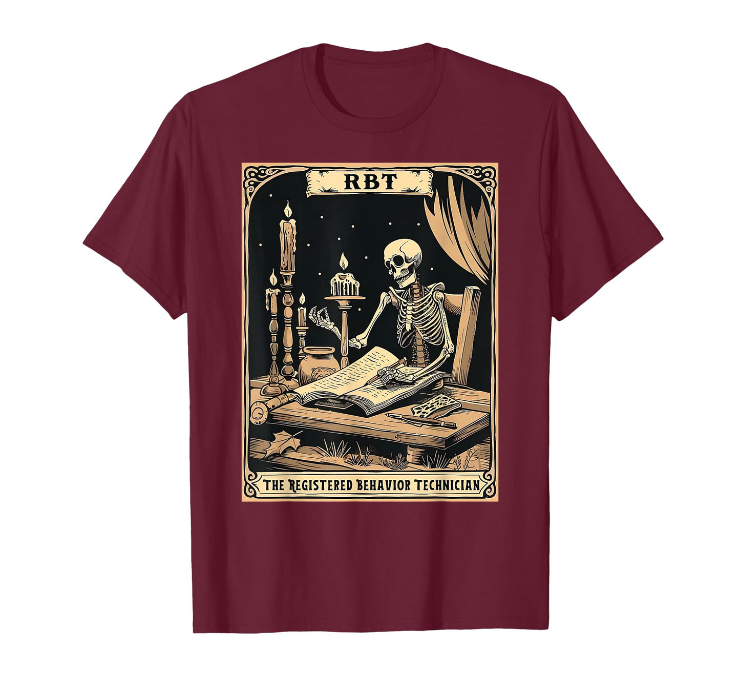 Skeleton Registered Behavior Technician Tarot card ABA RBT T-Shirt