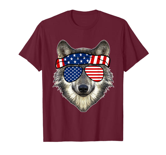 American Sunglasses Wolf 4th of July Awesome USA Gift T-Shirt