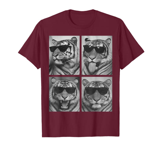 Cute Tigers with Sunglasses Cool Feline Animals Photo Booth T-Shirt