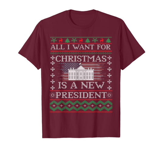 American Flag All-I Want For Christmas Is A New President Women Men T-Shirt