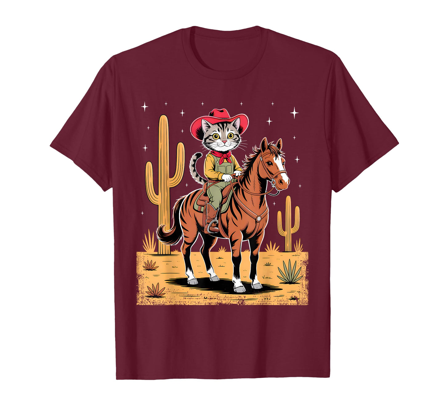 Cat Cowboy Funny Cats Kitten Riding Horse Cowboy Hat T-Shirt
