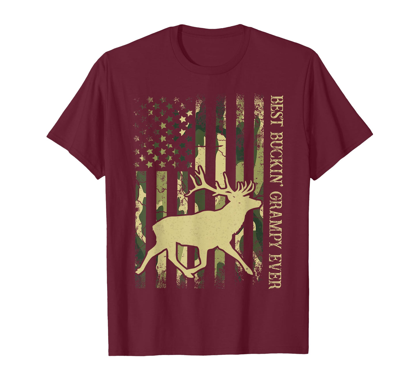 Best Buckin' Grampy Ever Camo American Flag Deer Hunting T-Shirt
