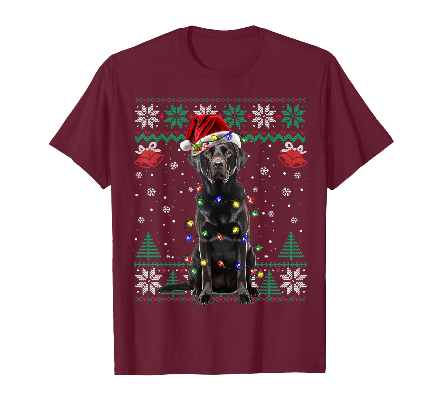 Black Lab Labrador Christmas Santa Hat Dog Ugly Sweater T-Shirt for Men Women Kids