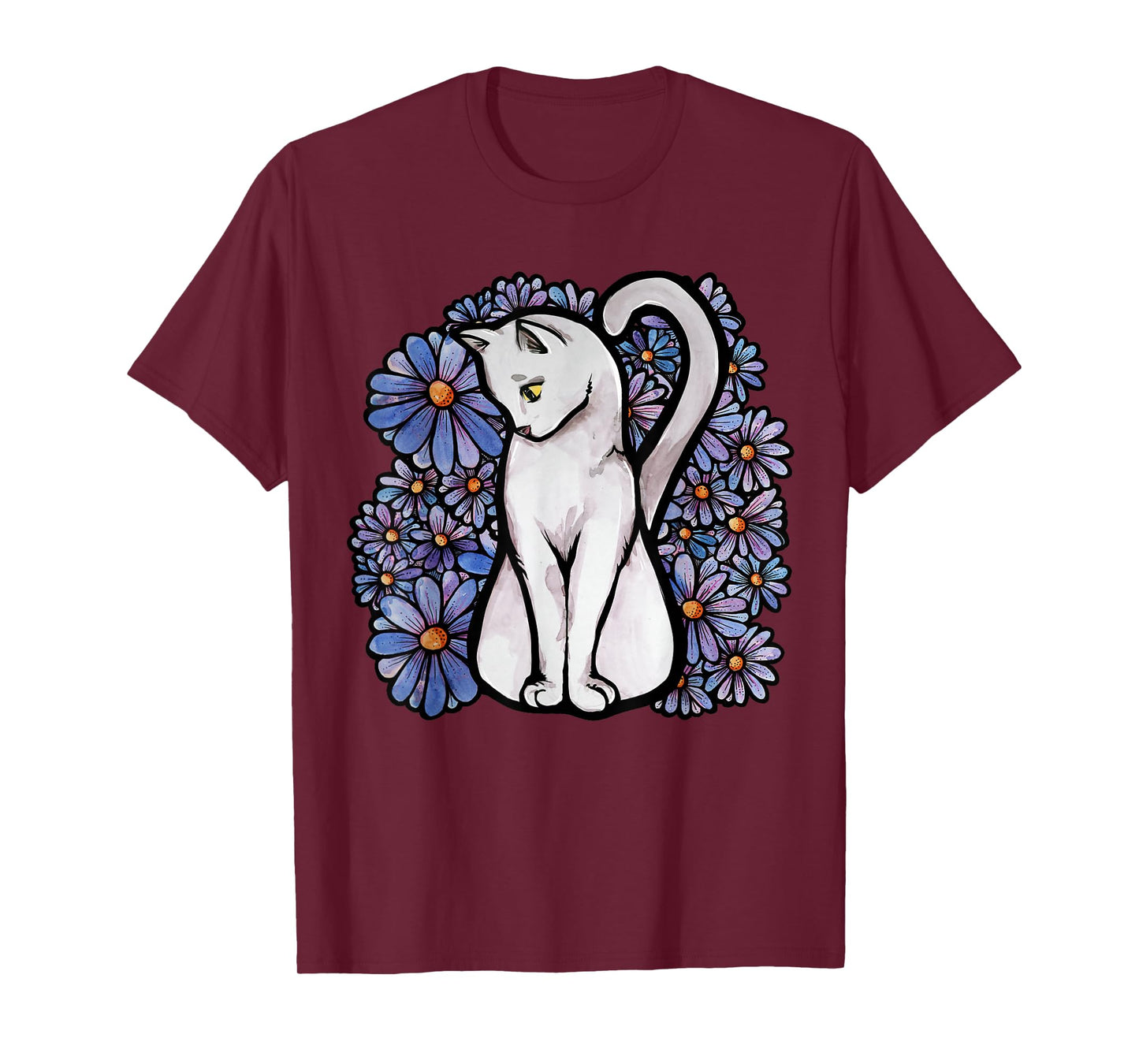 White Cats Kitty Cat Flower Garden T-Shirt