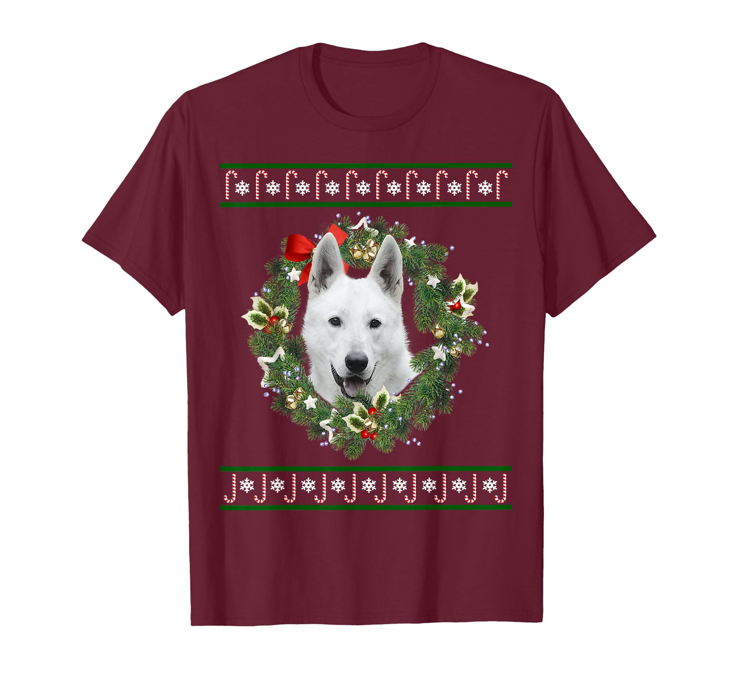 White German Shepherd Christmas Tree Santa Xmas Tee Pajamas T-Shirt