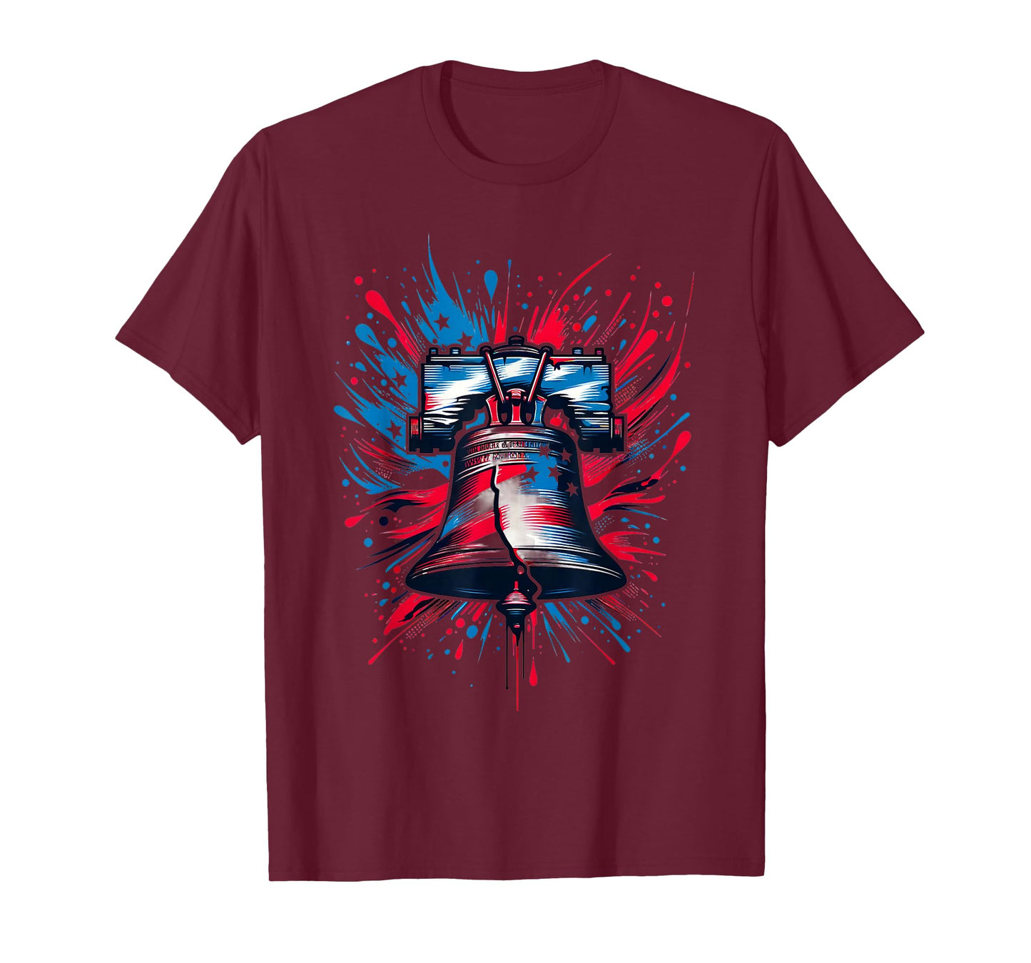 Liberty Bell Paint Splatter American Flag USA Pride T-Shirt