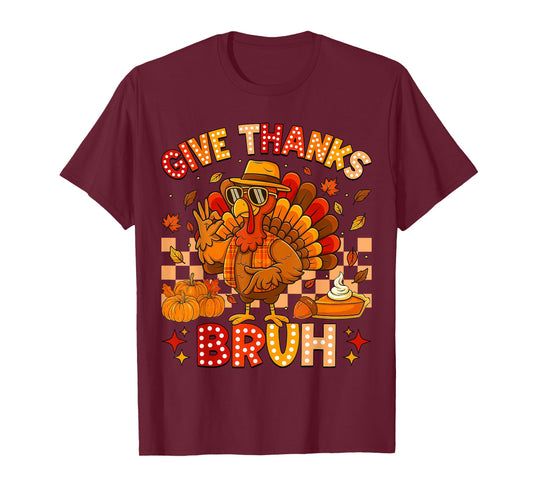 Bruh Give Thanks Funny 67 Turkey Thanksgiving Men Boy Kids T-Shirt