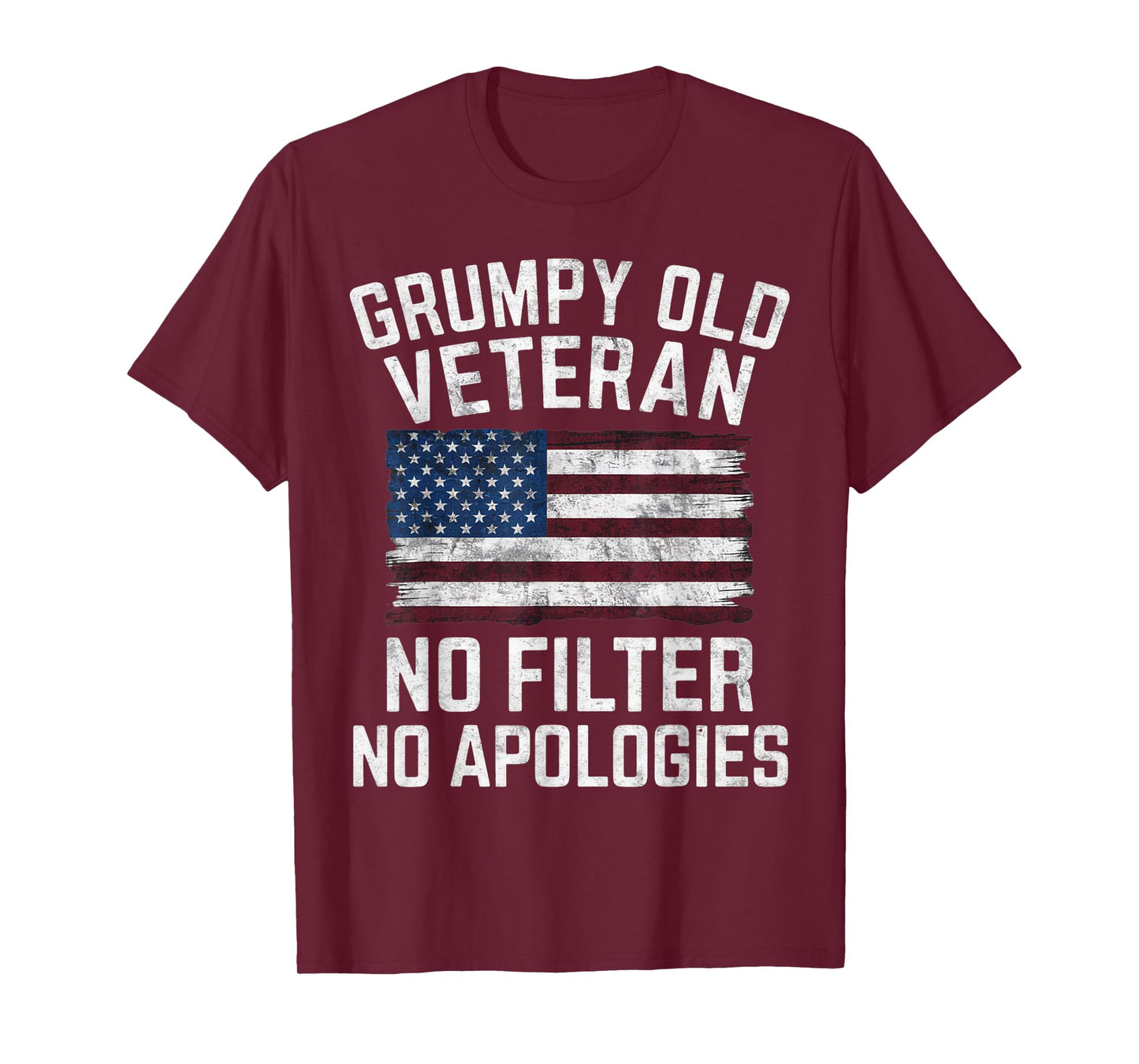 Old Vet Military Veteran Funny American Flag Grumpy T-Shirt