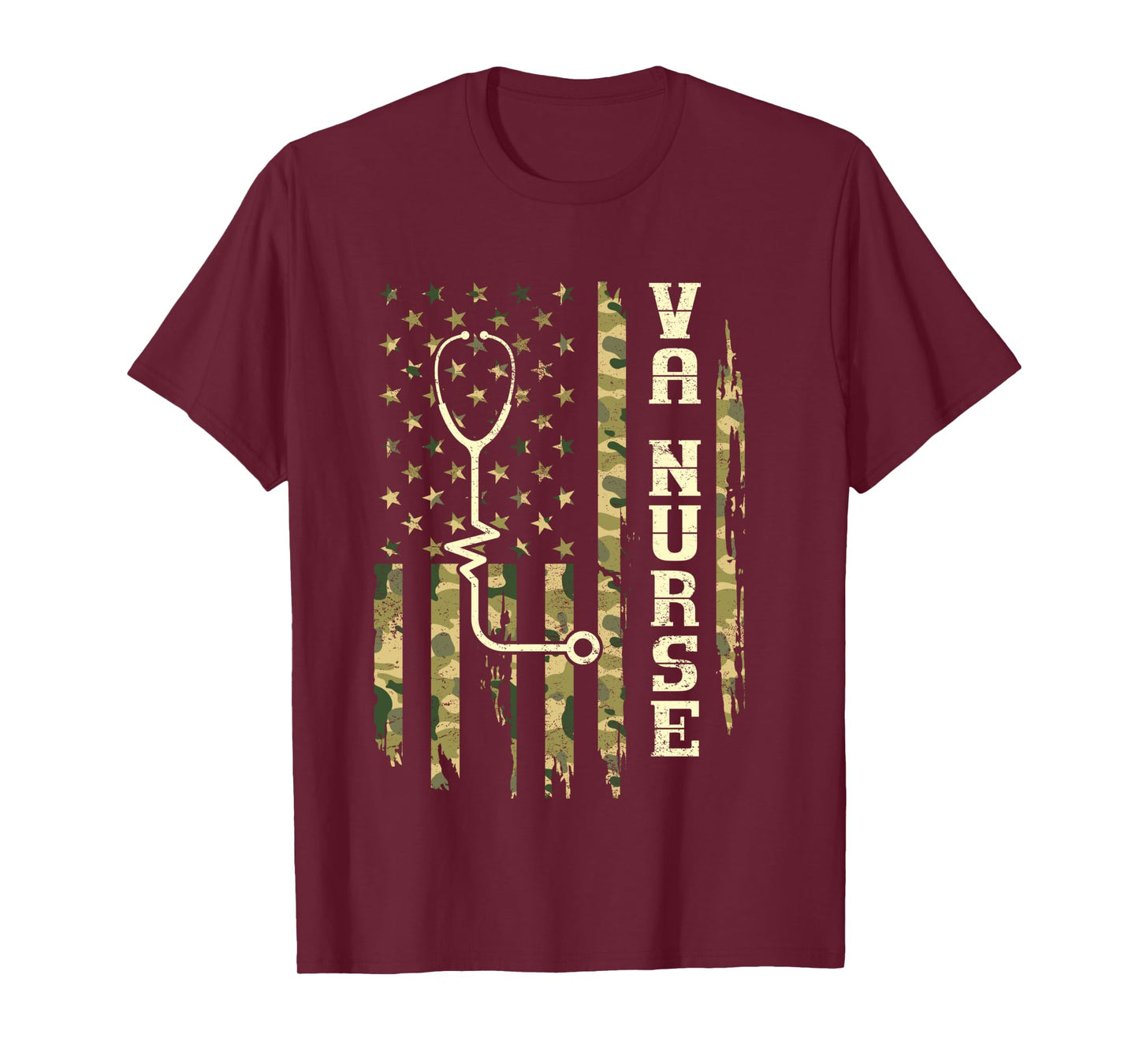 VA Nurse Camouflage American Flag Patriotic Medical Worker Long Sleeve T-Shirt