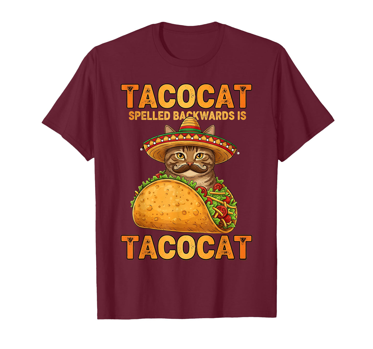 Tacocat Spelled Backwards Taco Cat Mexican Funny Graphic T-Shirt