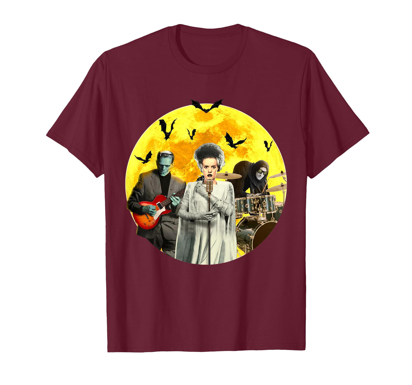 Frankenguitar Frankenstein with Bride & Igor Halloween Band T-Shirt