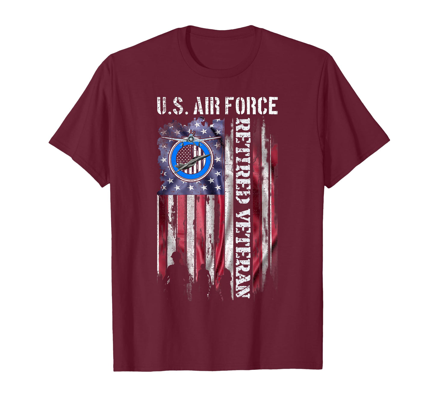 Vintage USA American Flag US Air Force Proud Retired Veteran T-Shirt