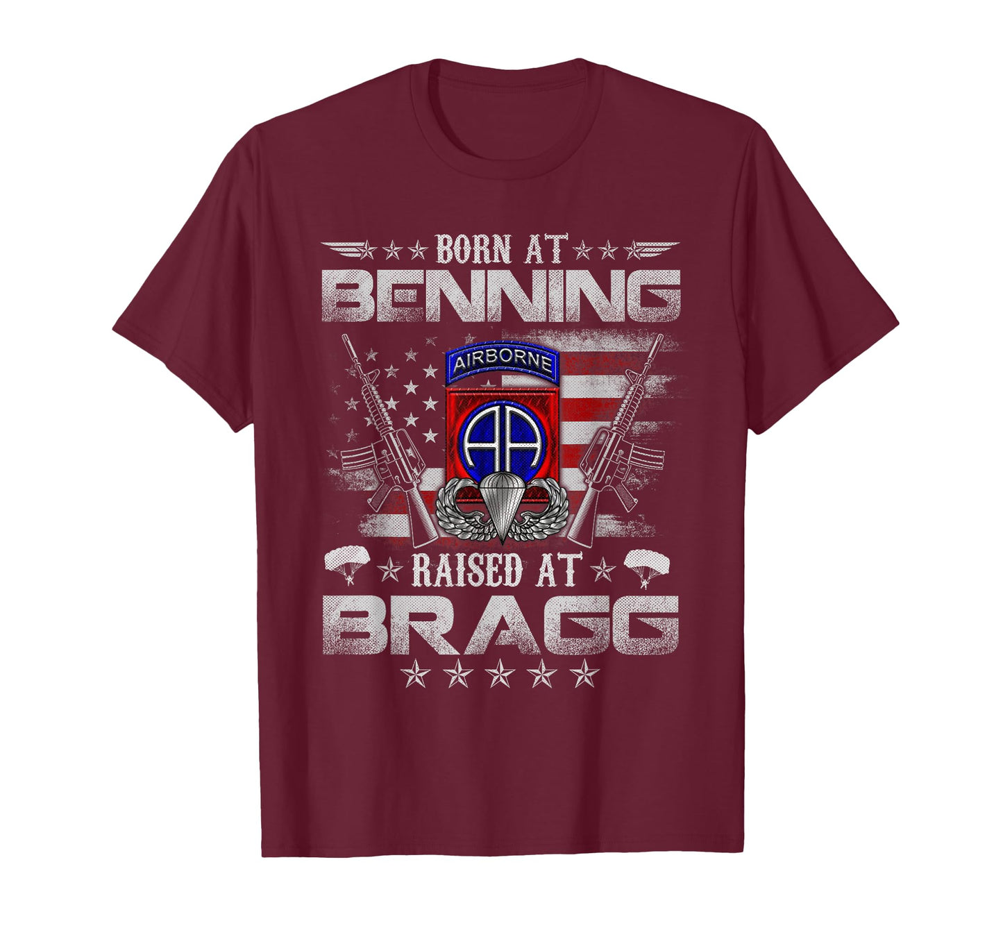 82nd Airborne Division Born At Ft Benning Raised Fort Bragg T-Shirt