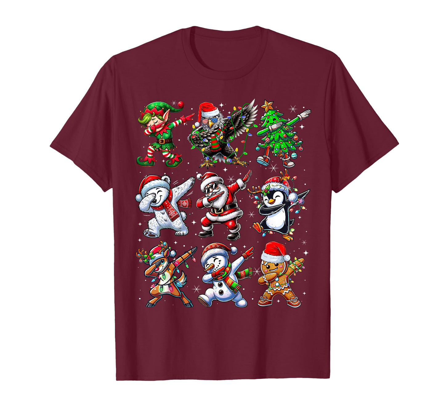 Funny Christmas Tree Lights Dabbing Santa Xmas Boys Men Kids T-Shirt