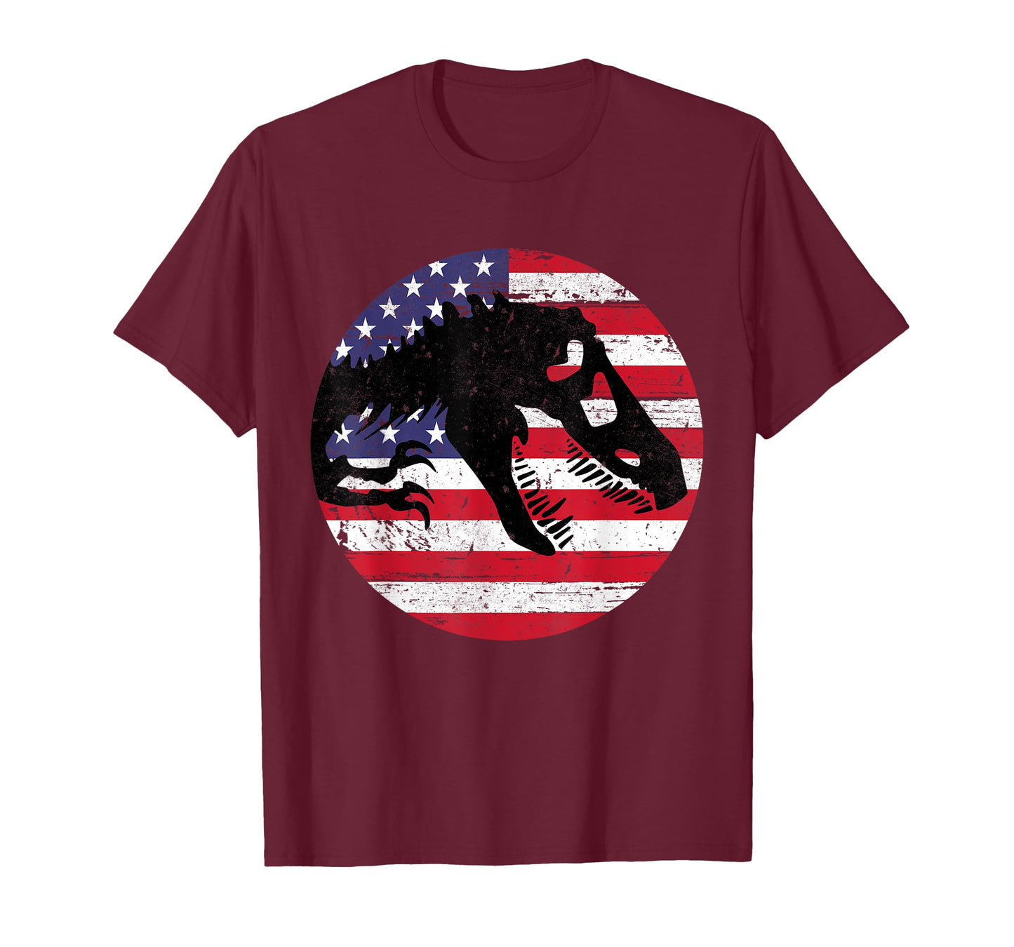 Dino Fossi USA Flag Patriotic Dinosaur T-Rex 4th Of July Women Men T-Shirt