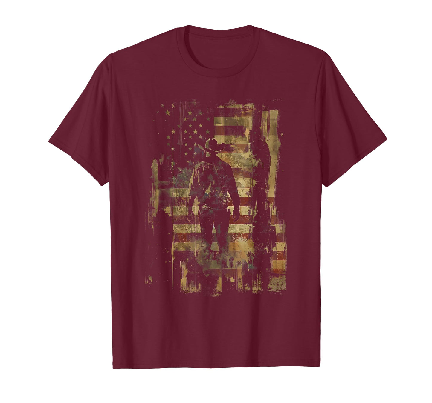 Country Outlaw Western Southern Cowboy USA Patriotic Flag T-Shirt