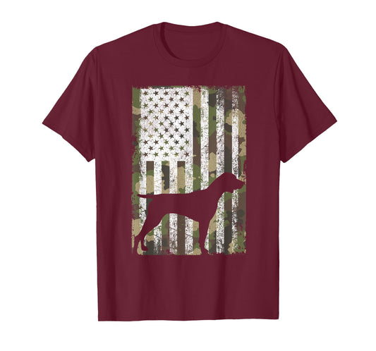 German Shorthaired Pointer Camouflage American Flag GSP Dog T-Shirt