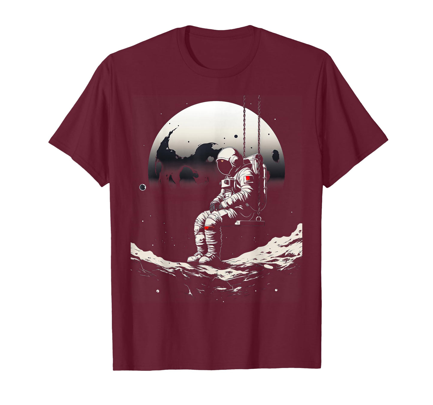 astronaut sitting on a swing in space stars moon T-Shirt