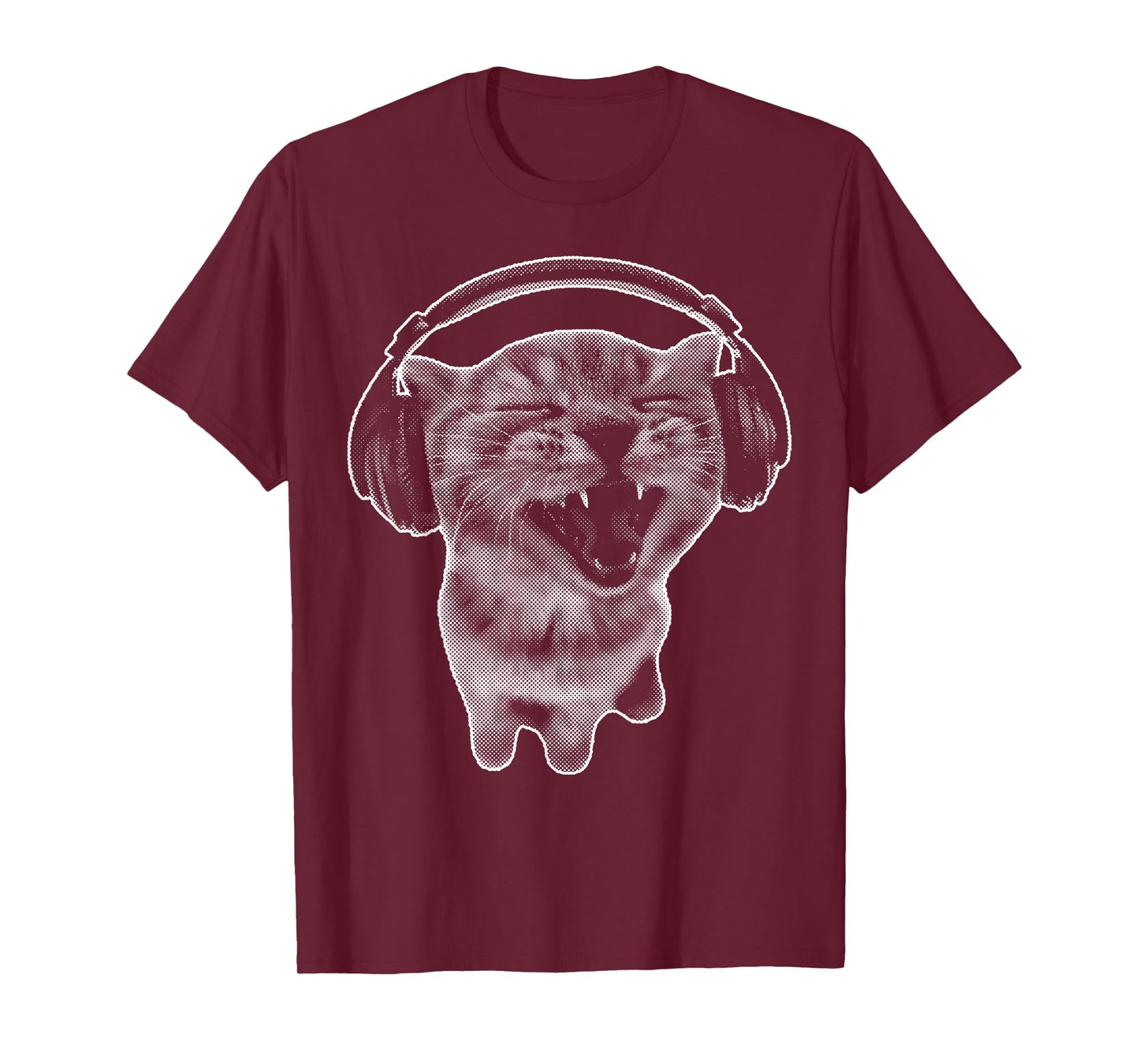 Cute Headphones Cat Funny y2k Grunge Silly Graphic T-Shirt