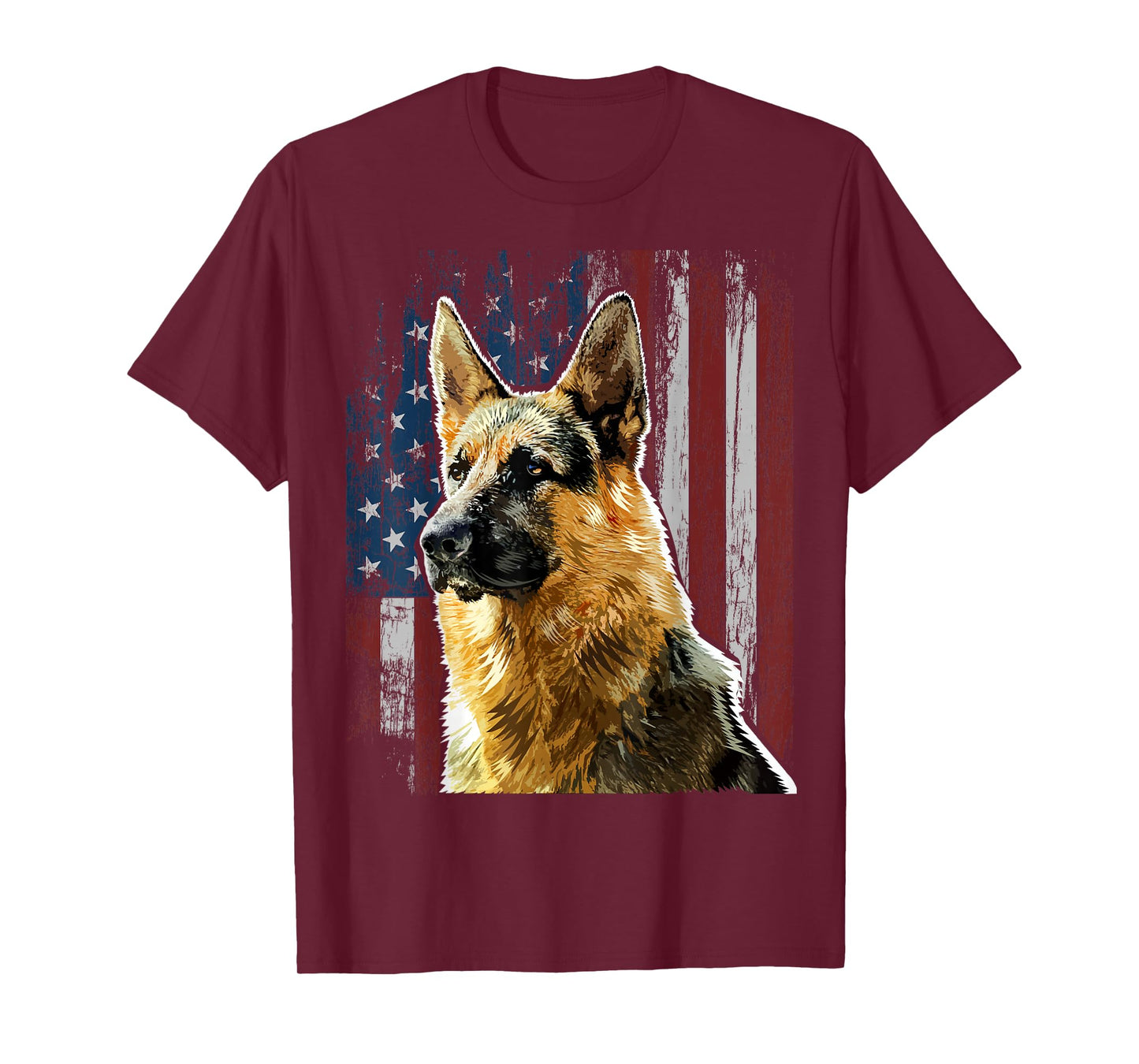 Patriotic German Shepherd American Flag Dog Gift Men Women T-Shirt