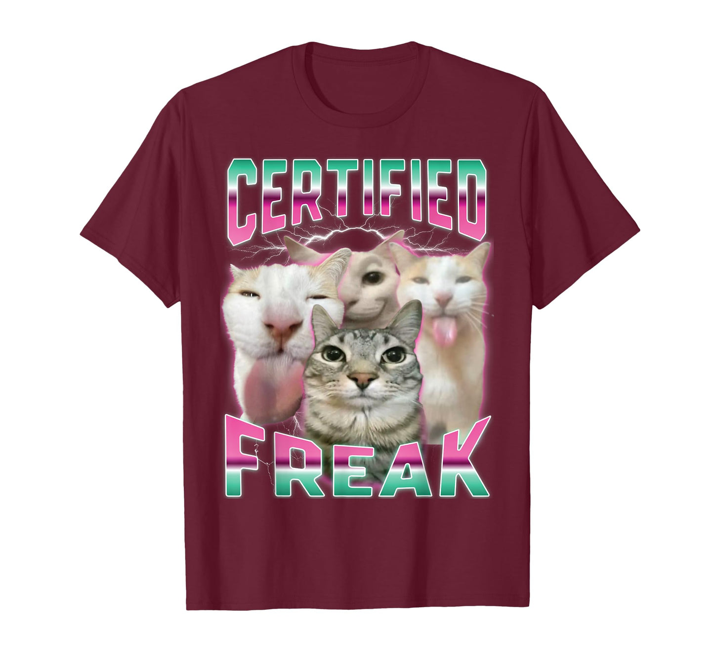 Certified Freak Funny Cat Meme Cursed Silly Staring Cat T-Shirt for Men Women Kids