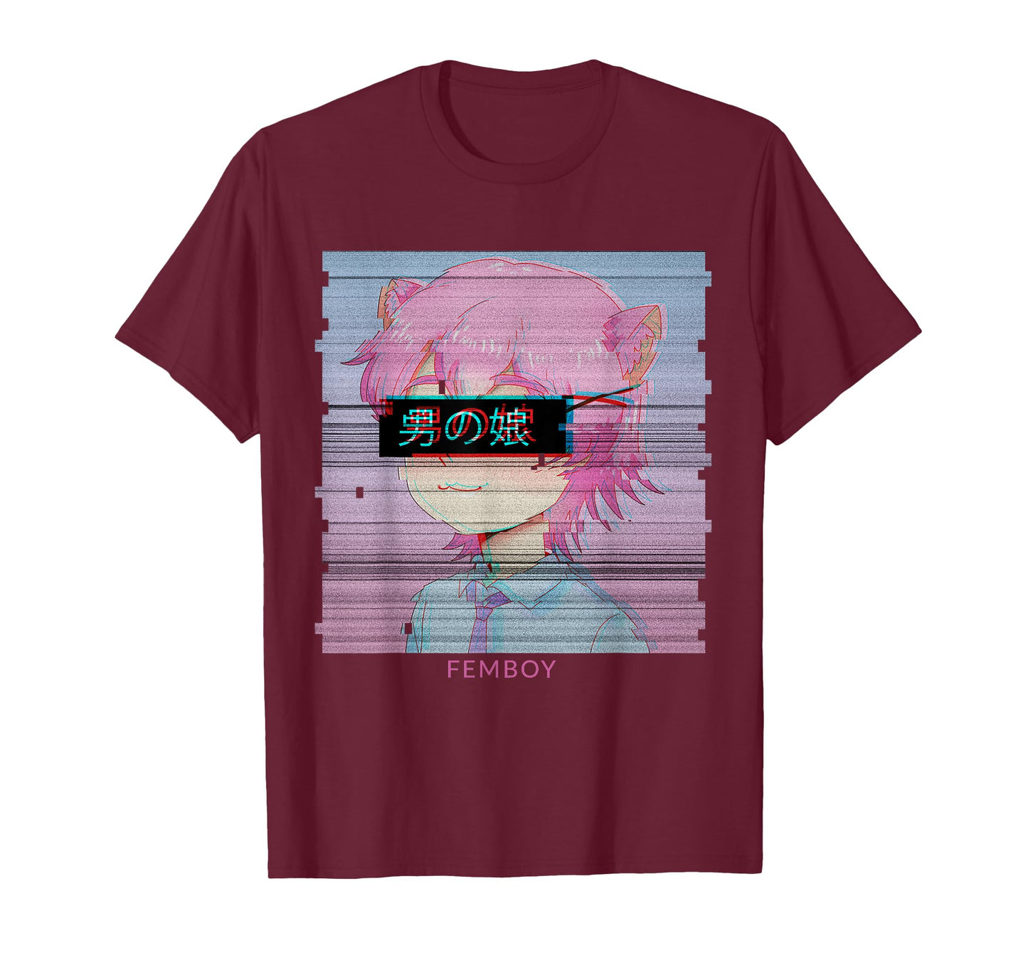 Femboy Anime Neko Cat Boy Aesthetic Vaporwave Japanese T-Shirt