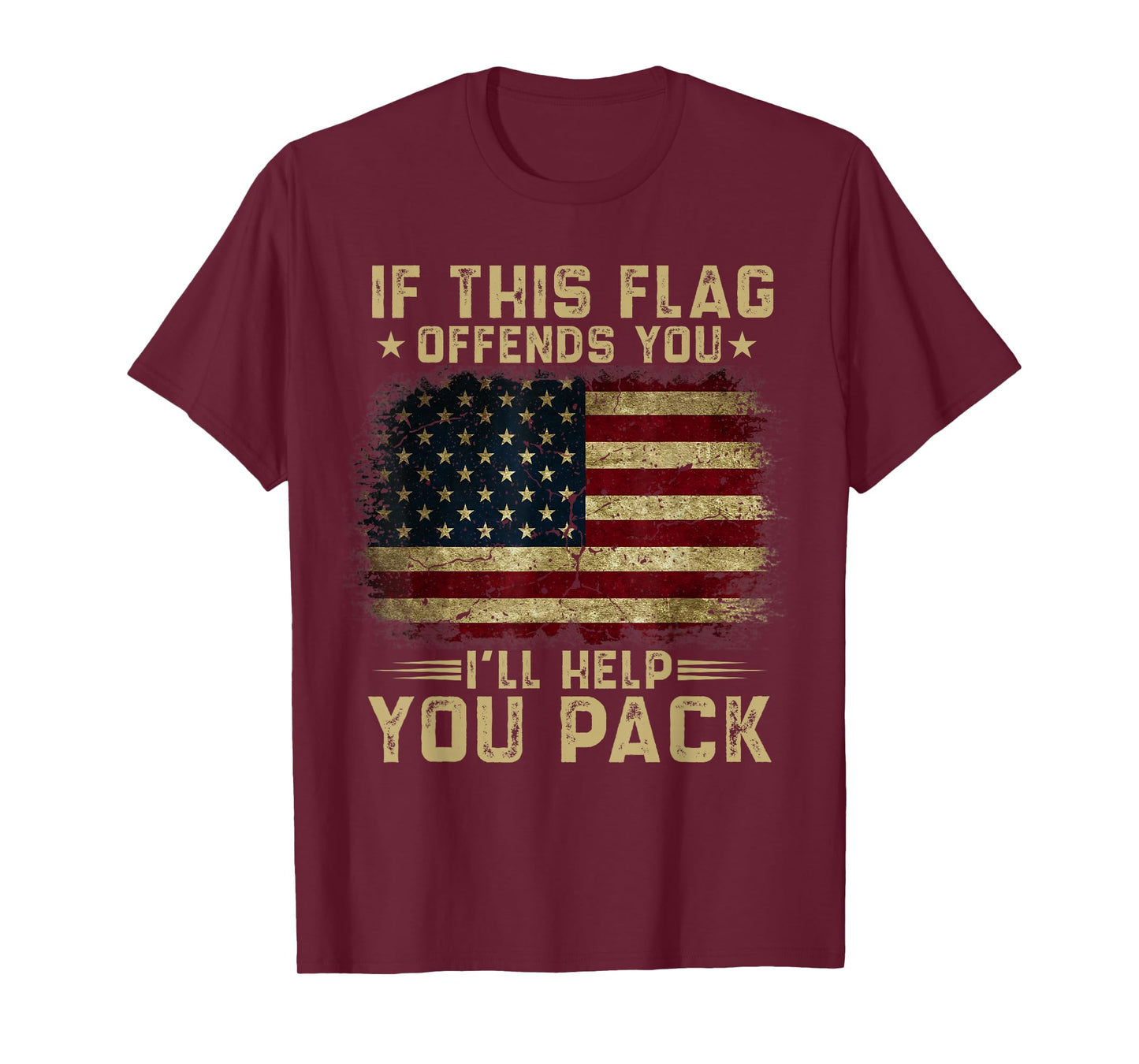 If This Flag Offends You I'll Help You Pack American Flag T-Shirt Small