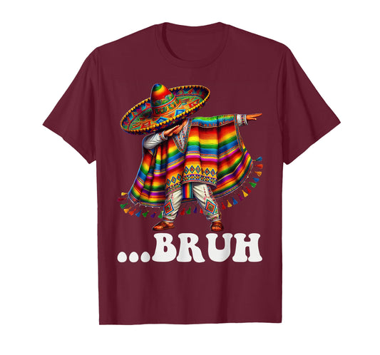 Cinco De Mayo Bruh Mexican Boy Dabbing Sombrero Poncho Men T-Shirt