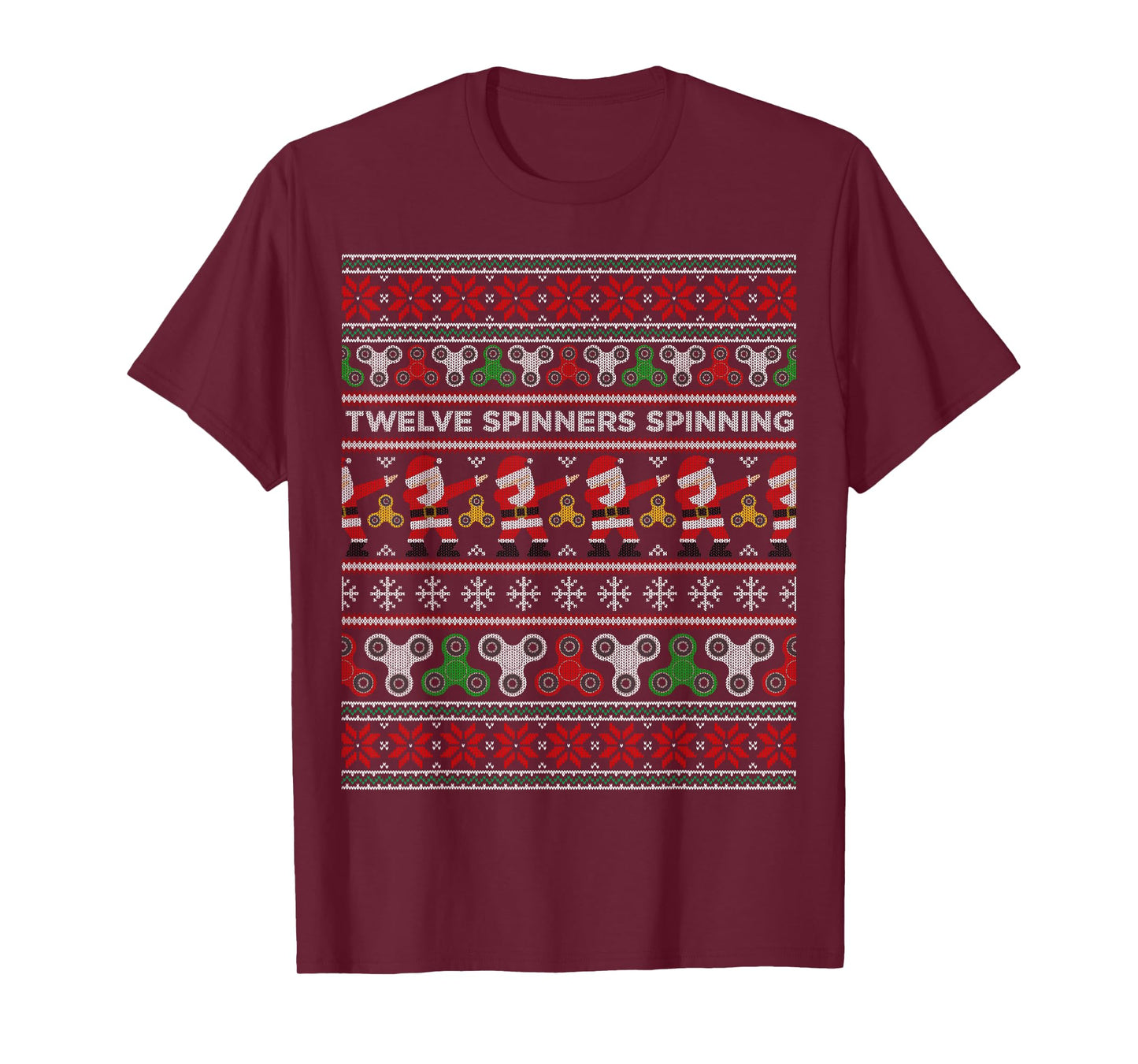 Fidget Spinner Ugly Christmas Sweater T-Shirt Dabbing Santa
