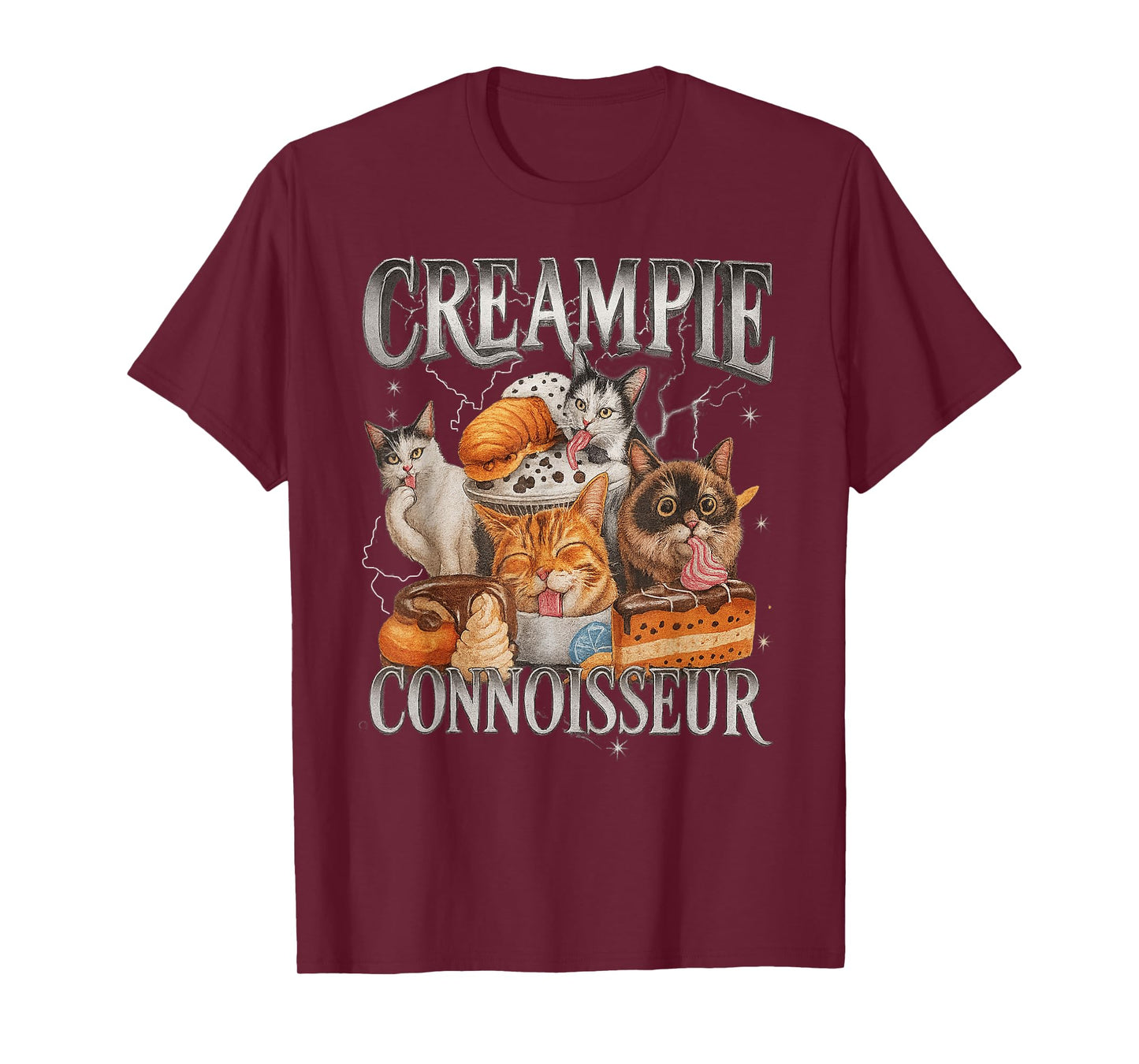 Creampie Connoisseur Raunchy Funny Cat Meme Adult Humor T-Shirt