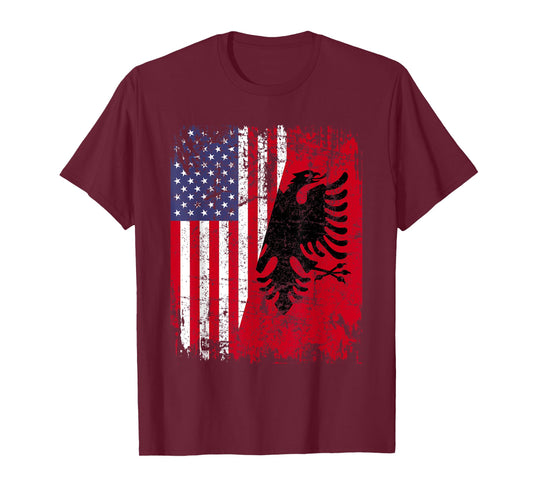 ALBANIAN ROOTS | Red Eagle | ALBANIA American Flag T-Shirt