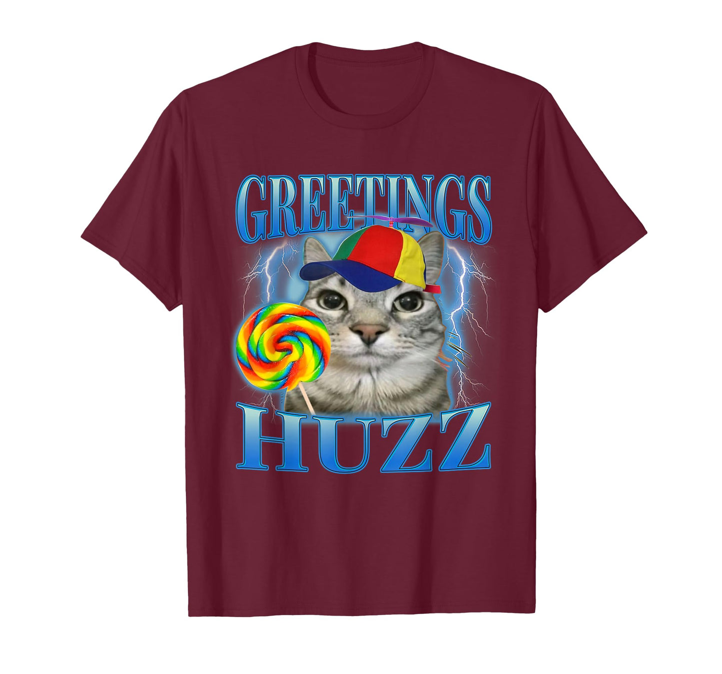 Lollipop Cat Meme Greetings Huzz Funny Silly Cats Humor T-Shirt