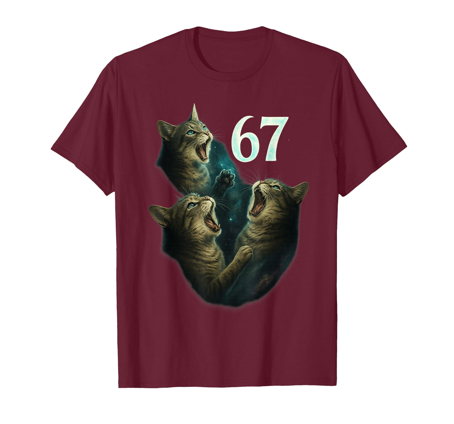 67 Meme Cat Howling at 67 Funny 6 7 T-Shirt