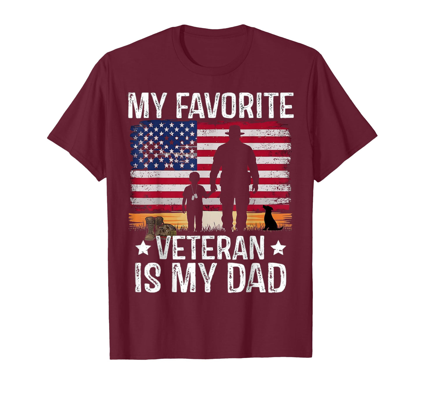 My Favorite Veteran is My Dad American Flag Military Family T-Shirt