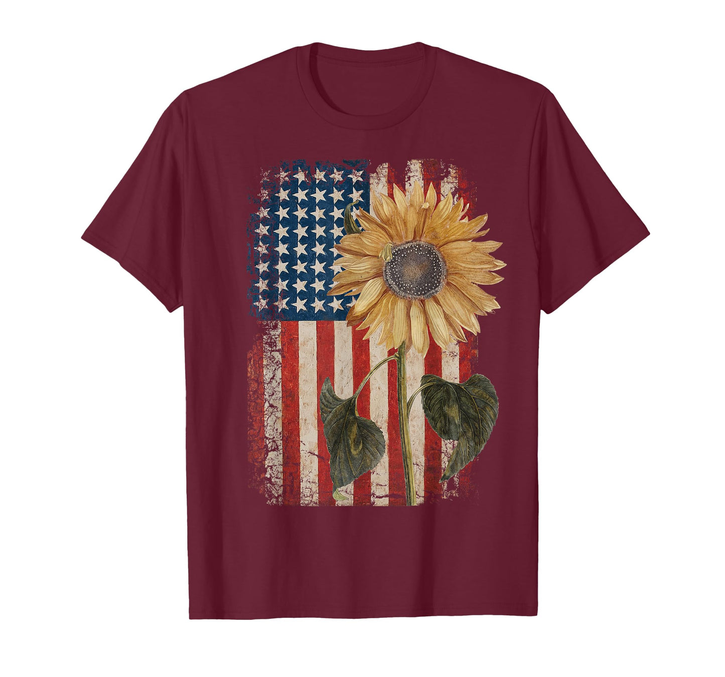 America Sunflower Flag 4th July American Patriotic Flower T-Shirt