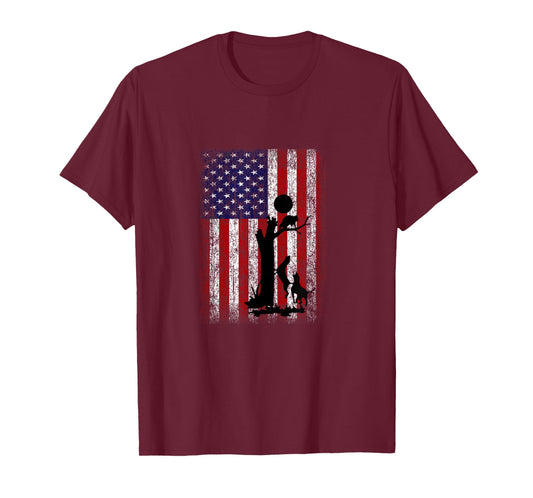 Patriotic Coon Hunting Dogs American Flag T-Shirt