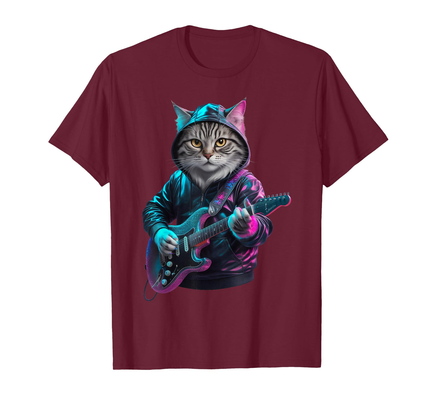 Cat Playing Guitar Rock and Roll Rock Star for Men Women Kid T-Shirt