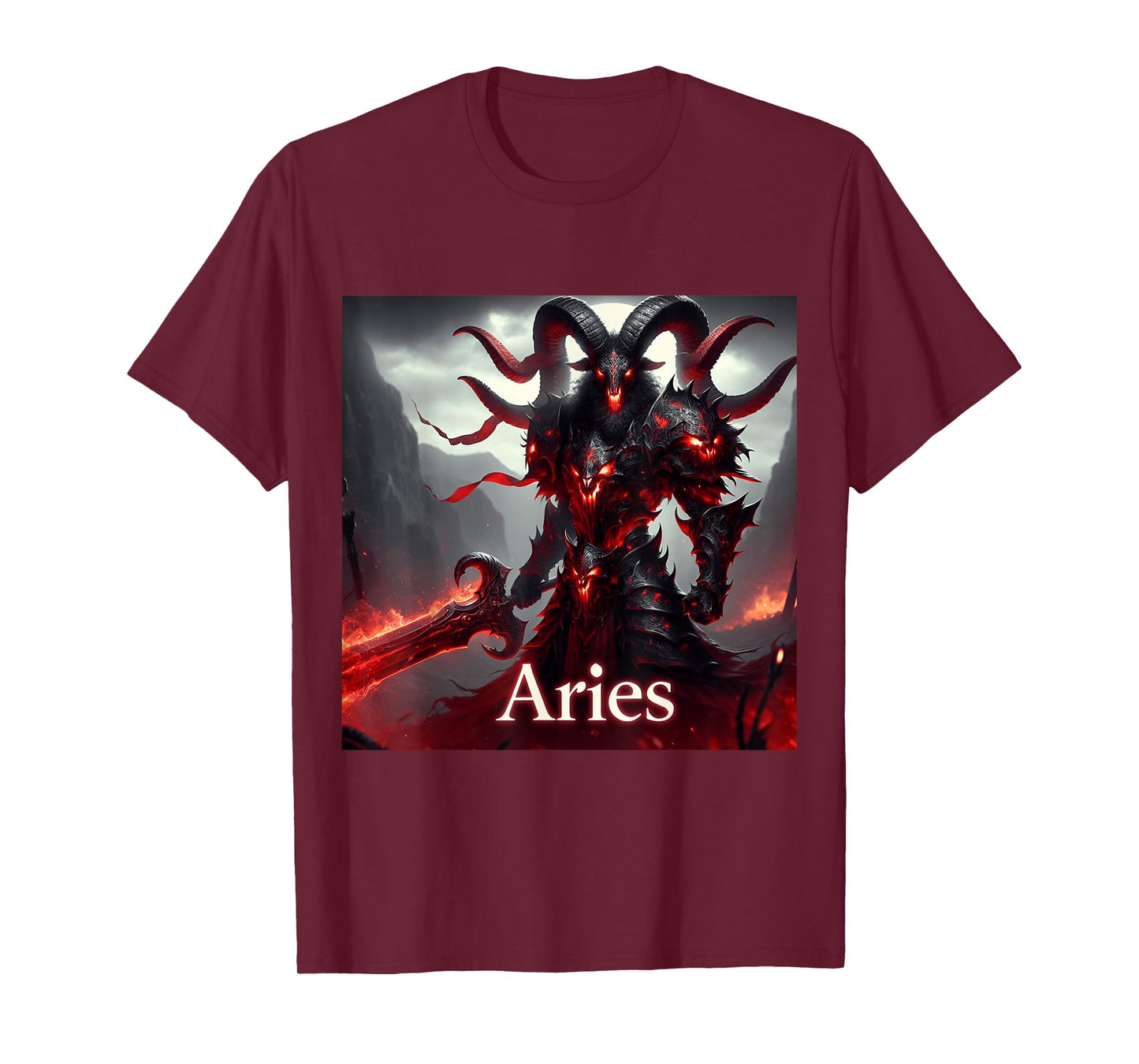 Medieval Aries Ram Demon Warlord Scifi Dark Fiction Graphic T-Shirt