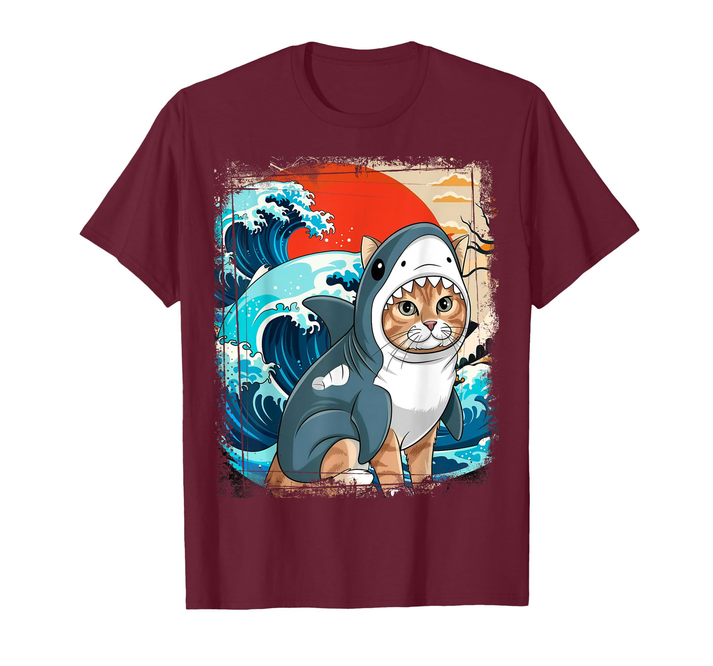 Japanese Art and Japan Shark Cat T-Shirt