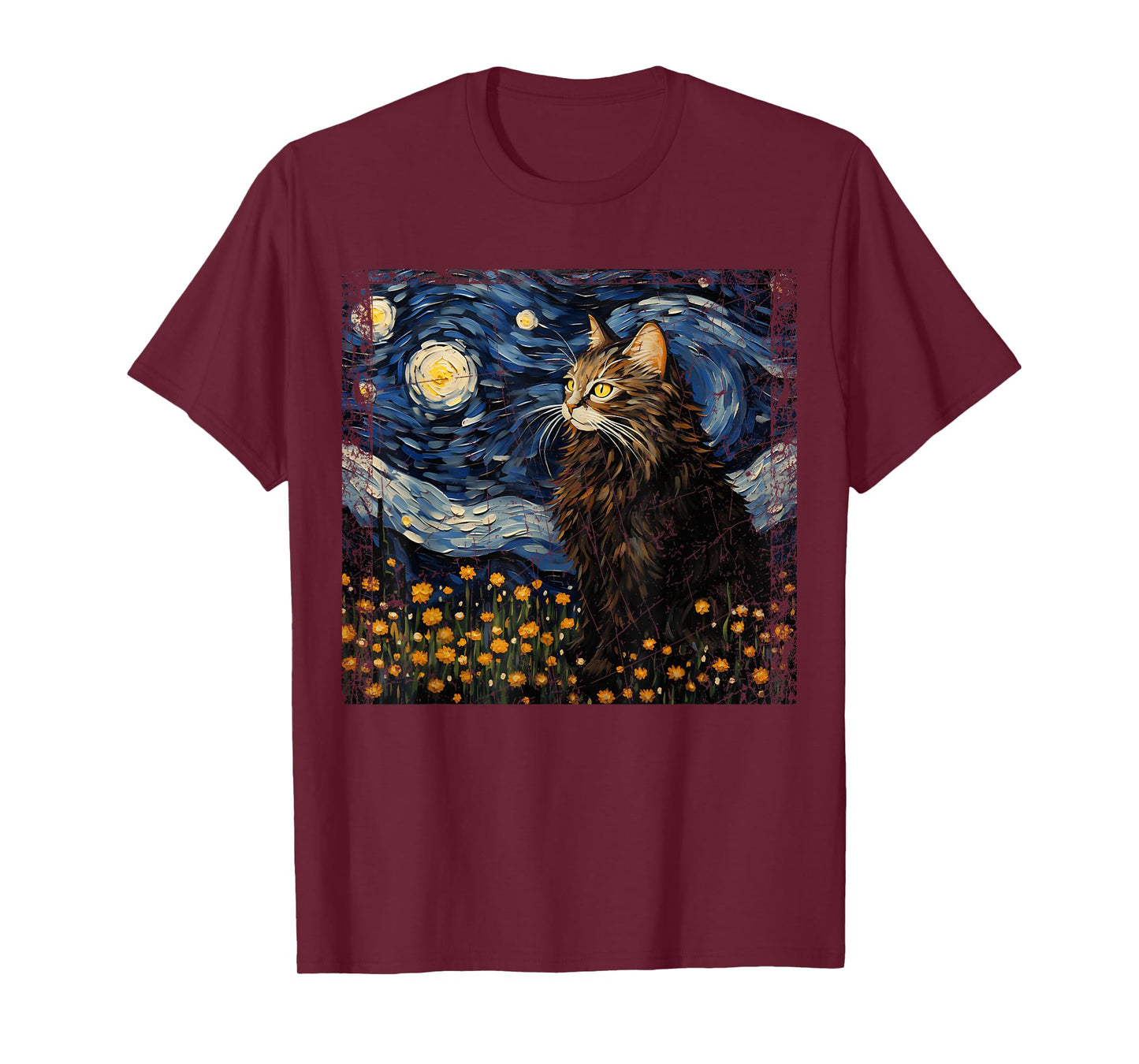 Starry Night Norwegian Forest For Cat Mom Cat Dad Funny Cat T-Shirt