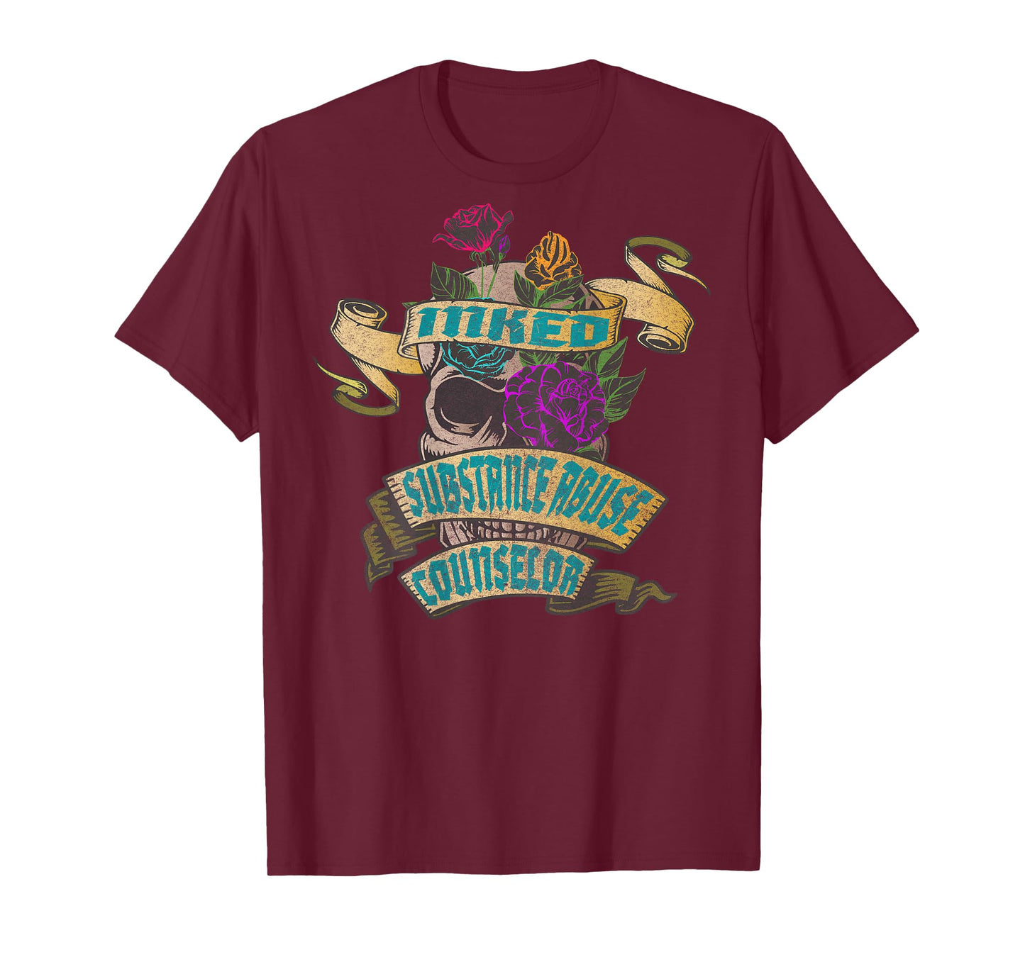Substance Abuse Counselor Inked Skull Tattoo Backside Design T-Shirt