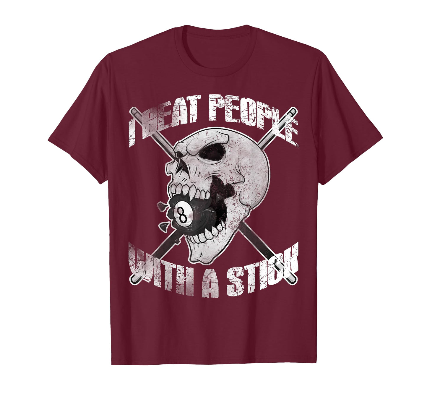 Billiards I Beat People with a Stick Skull Eightball T Shirt T-Shirt