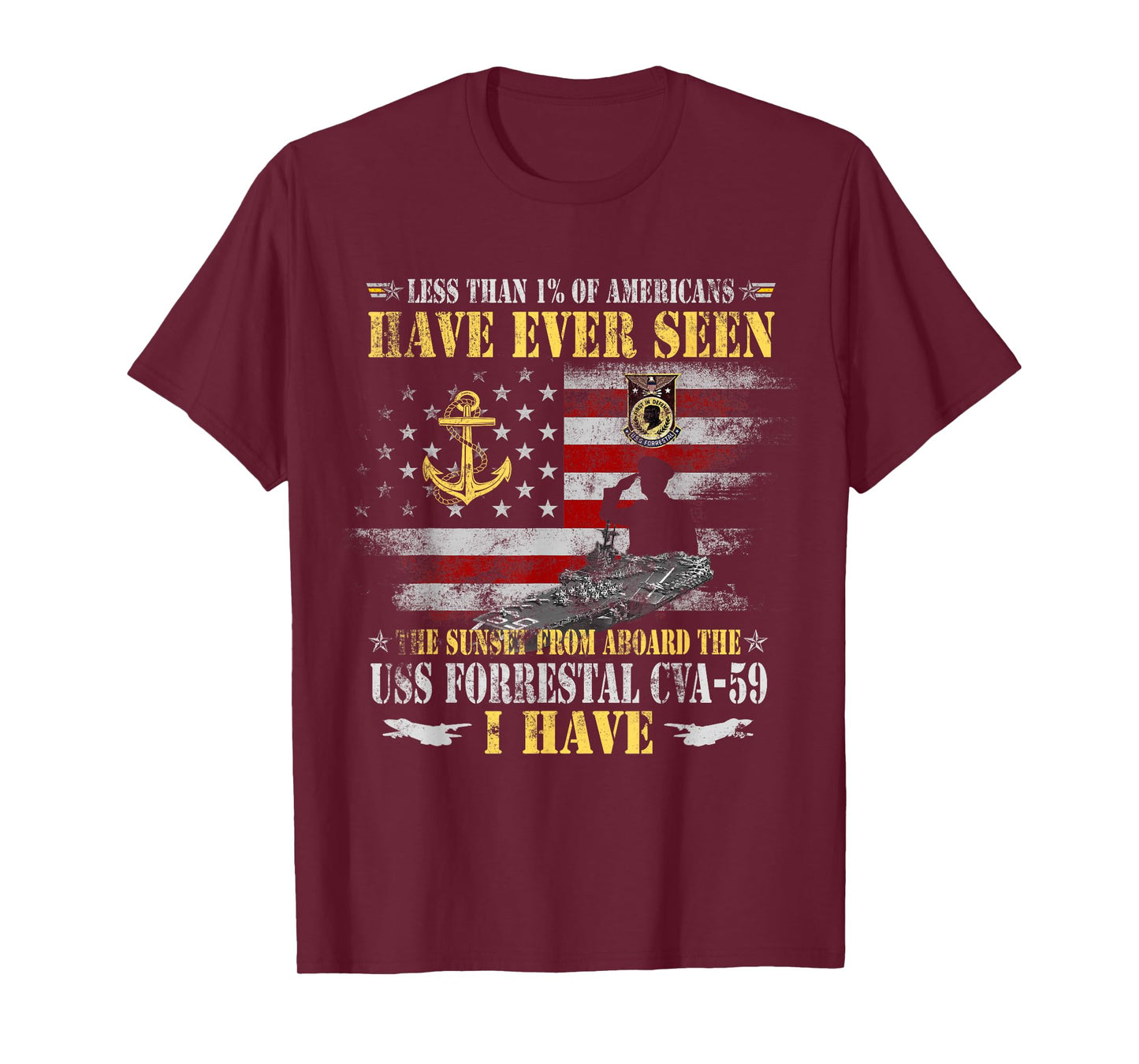 USS Forrestal CVA-59 Aircraft Carrier Veteran Vintage Flag T-Shirt