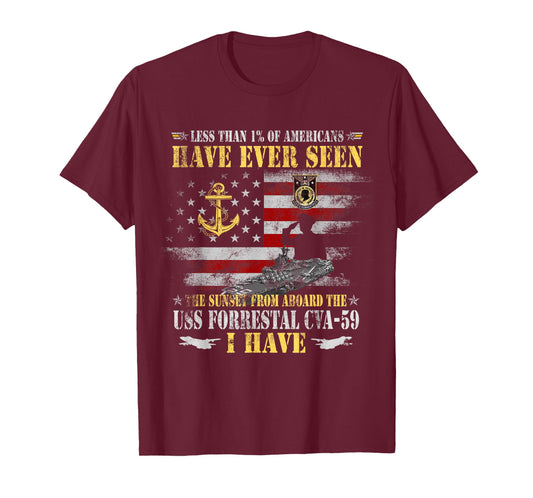USS Forrestal CVA-59 Aircraft Carrier Veteran Vintage Flag T-Shirt
