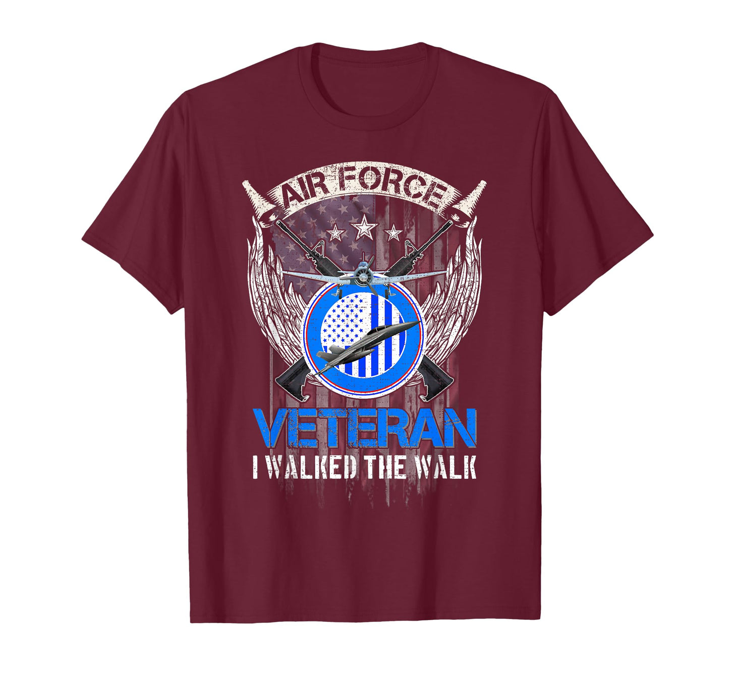 Vintage American Flag US Air Force Veteran I Walked The Walk T-Shirt