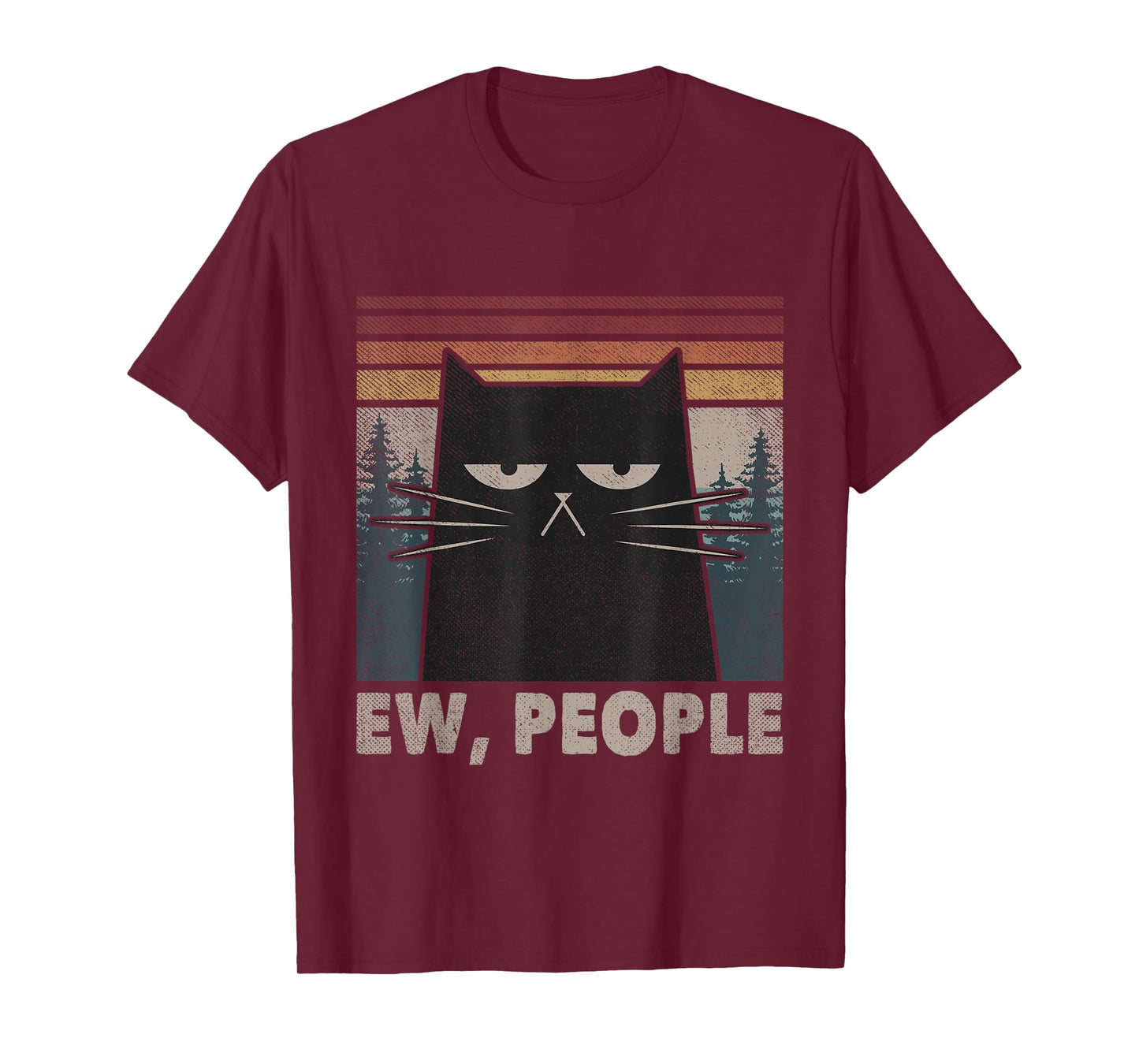 Retro Ew People Black Cat Funny Anti Social Introvert T-Shirt